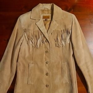 Espirit leather fringe jacket